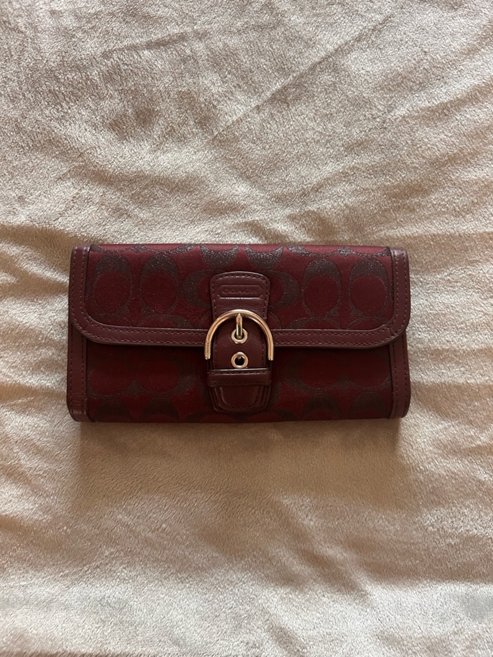 Vintage Coach Burgundy Signature Buckle Wallet - Picture 2 of 7